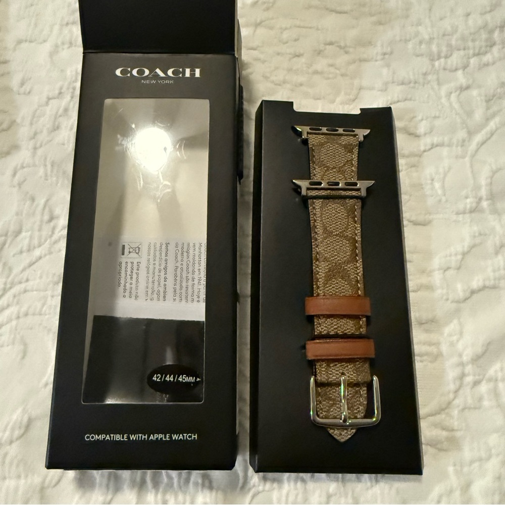 COACH ,NY Brown and Tan Watch Band for Apple Watch - Picture 2 of 5